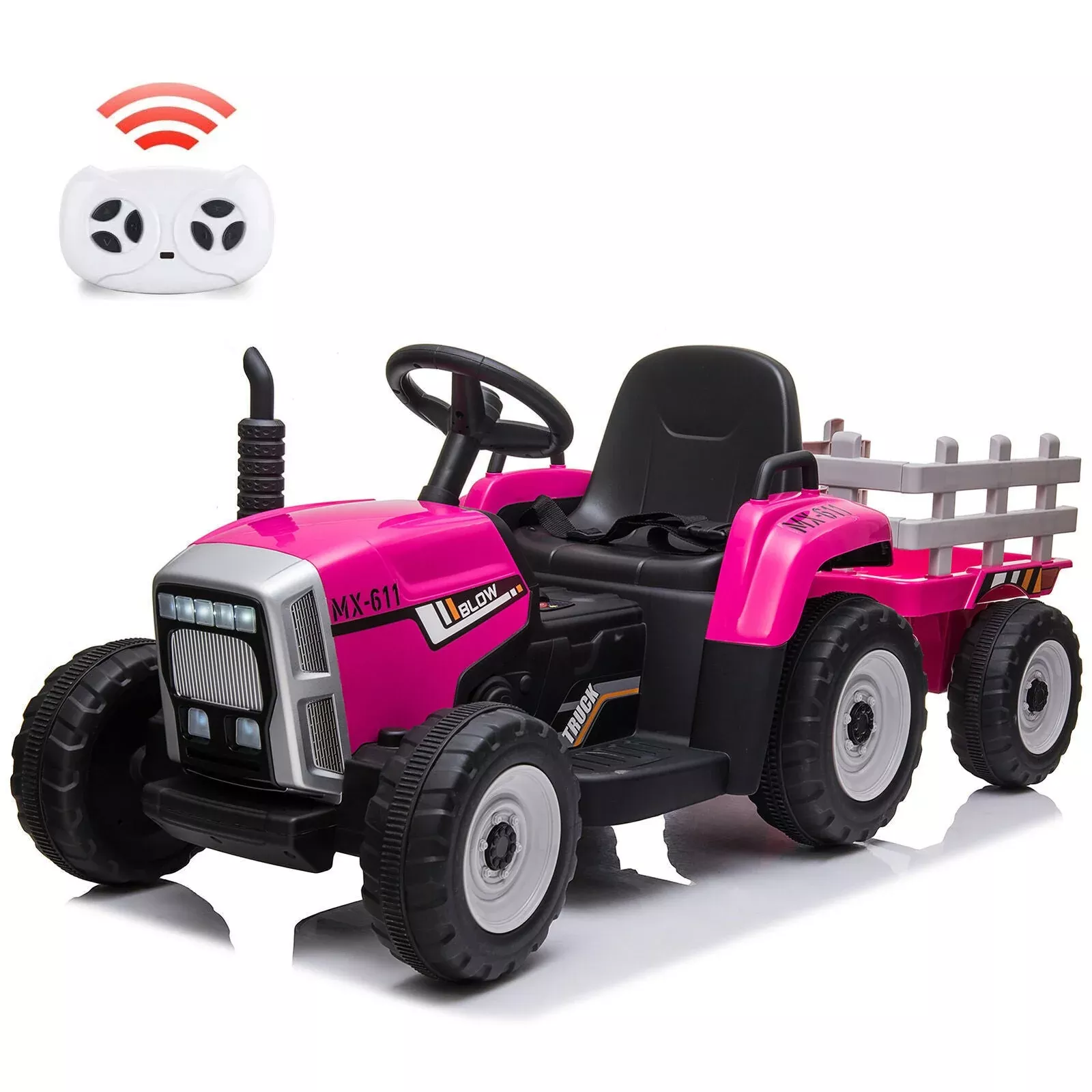 12V Electric Tractor with Trailer Ride-On Car for Kids - 25W/35W Control Included