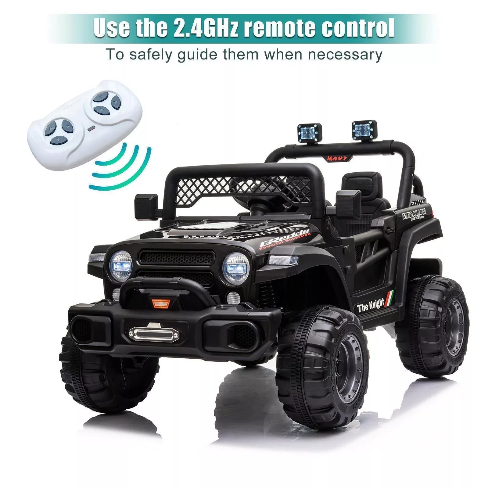 Electric Ride-On Car for Kids with MP3, LED Lights, Remote Control, and Adjustable Seat Belt